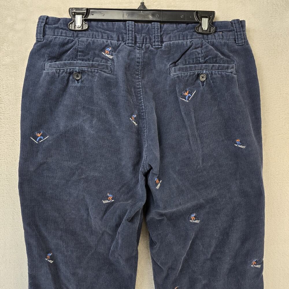 J.CREW Relaxed Corduroy Pants Mens 34x32 (Fits 33x30) Blue Ski Embroidered - Picture 9 of 14